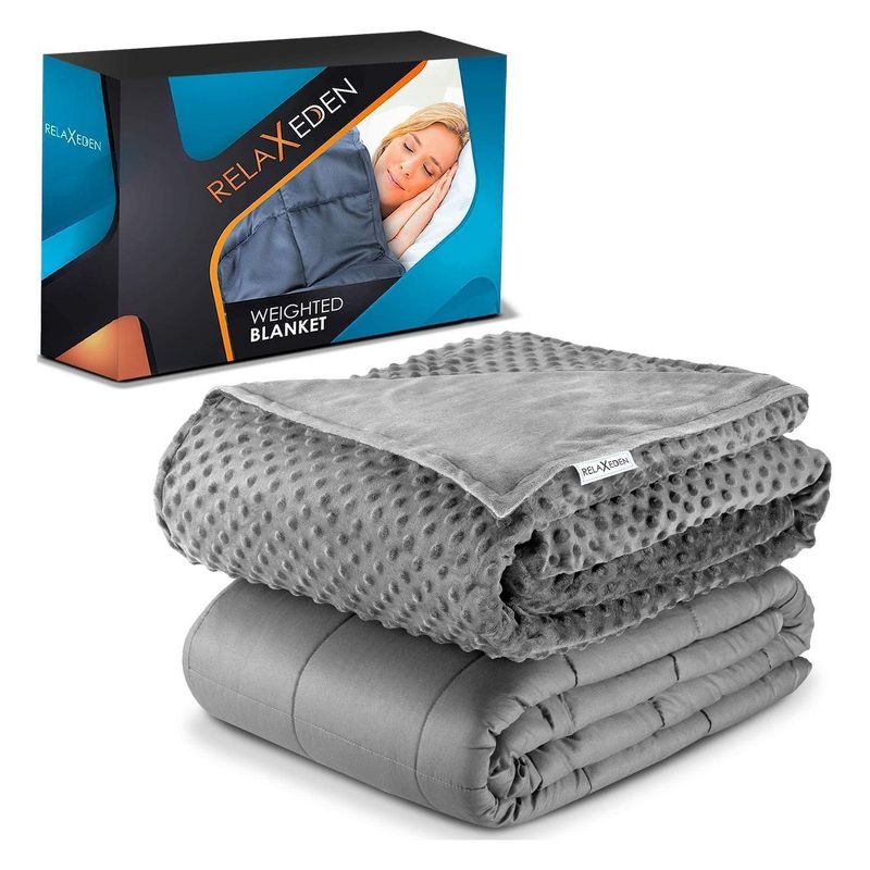 Relax Eden 15 lb cotton weighted blanket with navy duvet cover