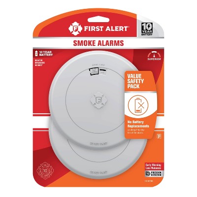 First Alert 2-Pack 10-Year Battery Photoelectric Smoke Alarm, Slim Profile