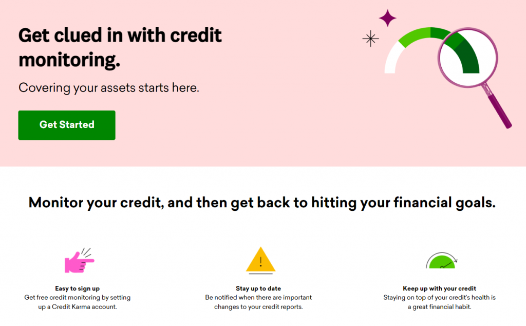 Credit Monitoring web site screenshot