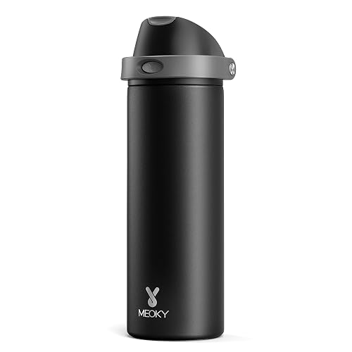 Meoky 24 oz Insulated Sports Bottle, 2-in-1 Lid