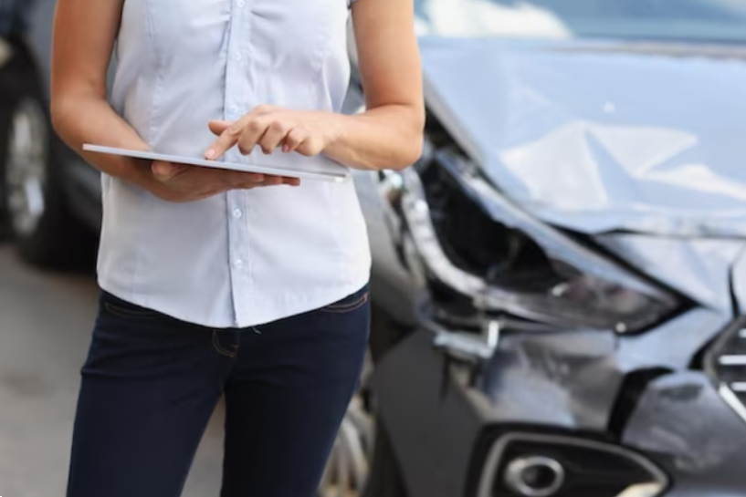 registration of damage to car after accident car insurance and cash compensation concept