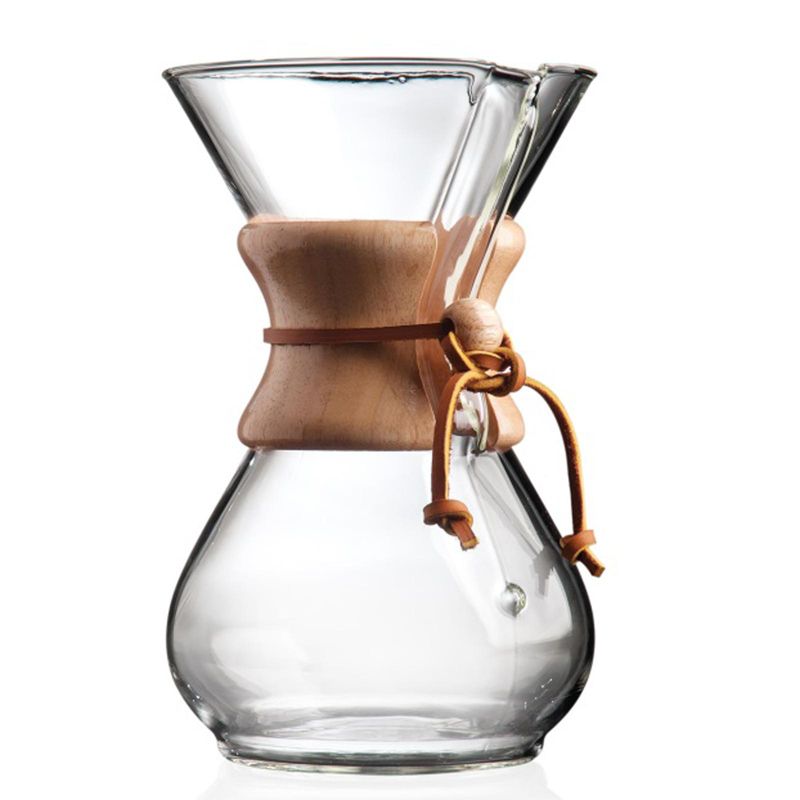 CHEMEX Classic Series 6-cup pour-over glass coffeemaker with wood collar