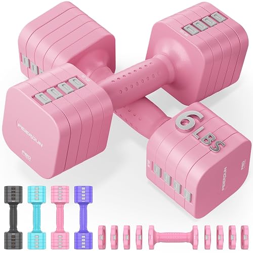 FEIERDUN DB3 5-in-1 Adjustable Dumbbell Set, 6 or 10 lb