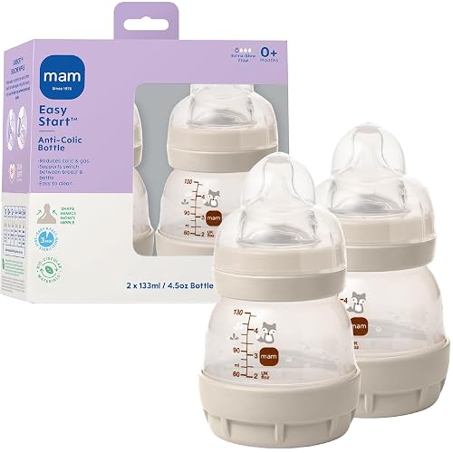MAM Easy Start Anti-Colic+ Vented Bottle, 4.5 oz, 2-Pack