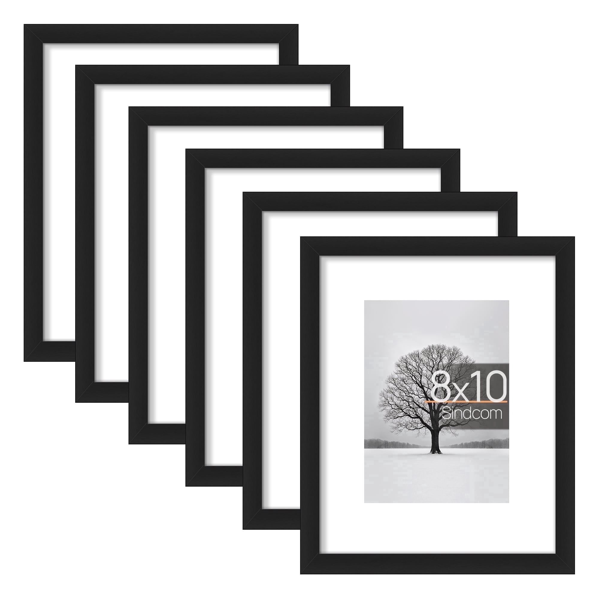 Sindcom 8x10 Picture Frames, 6 Pack, Black