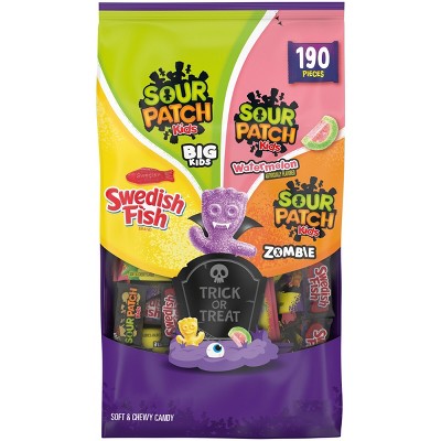 Sour Patch Kids and Swedish Fish halloween variety packs