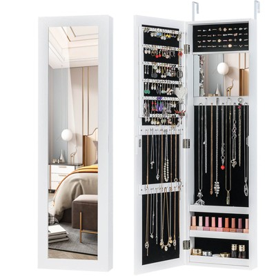 Costway Wall or Door Mounted Mirrored Jewelry Cabinet