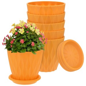 Unique Bargains Small Nursery Pots with Saucers, Orange