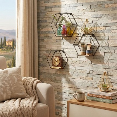 Homy Casa Metal and Wood Floating Shelves