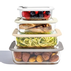 Bentgo 8pk Signature Glass Food Storage Set, White Stone