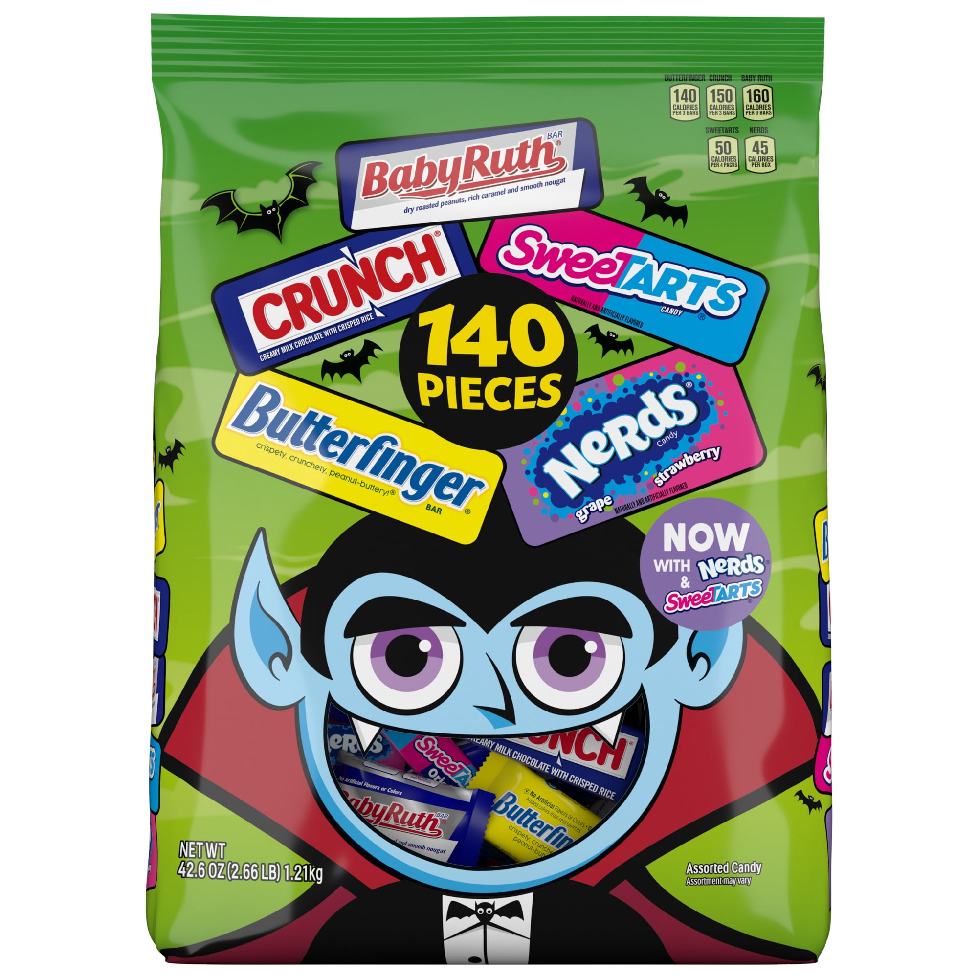 Butterfinger, Crunch, Baby Ruth, Nerds and SweeTarts 140-count variety bag