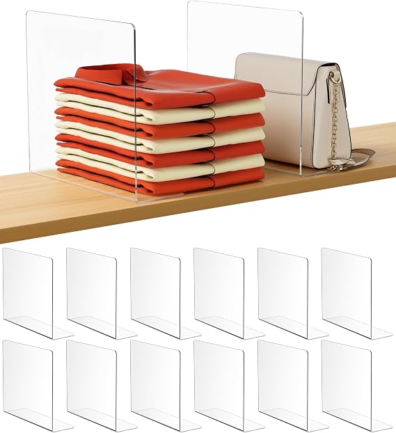 HBlife Adhesive L-Shape Dividers, Twelve-Pack