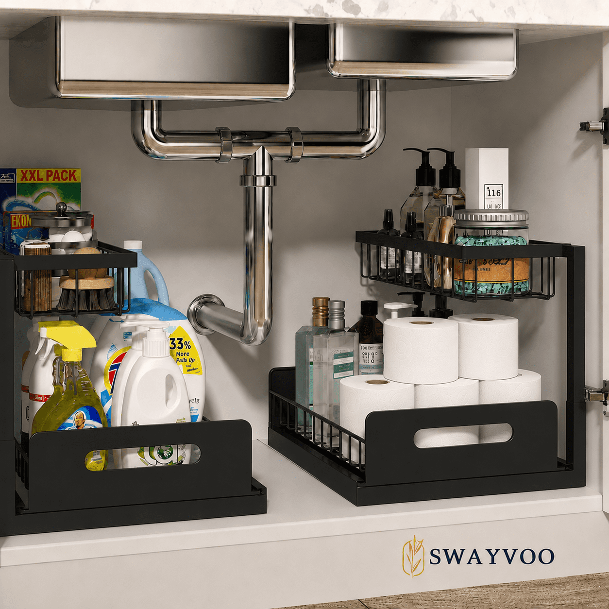 Swayvoo 2-Tier Adjustable Sliding Organizer 2-Pack