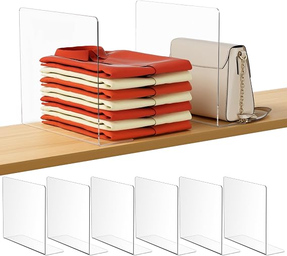 HBlife Adhesive L-Shape Dividers, Six-Pack