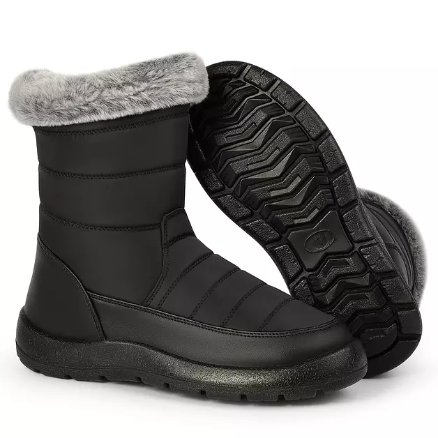 Goldnut Waterproof Winter Snow Mid Calf Boots for Women Zipper Black 6