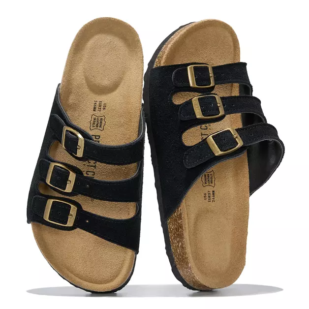 Project Cloud Genuine Leather Summer Sandals for Women 2025 - Memory Foam & Cork Footbed Beach Vacation Essentials Womens Sandals Comfortable Lightweight Slides for Women Footwear(Capri,BEIGESUE,10)