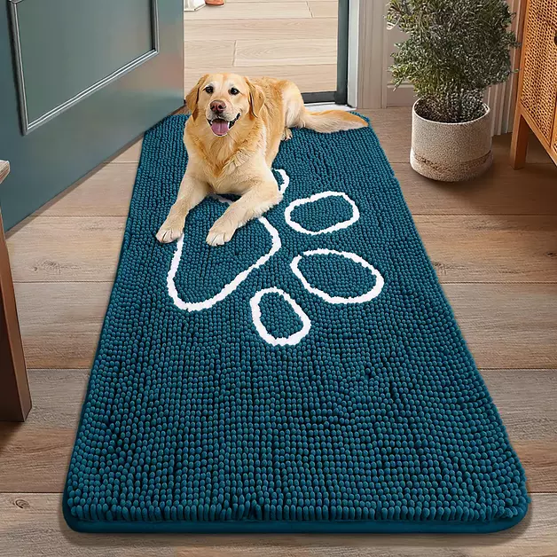 Smiry Dog Door Mat for Muddy Paws, Absorbent Non Slip Dirt Trapper, 48x30