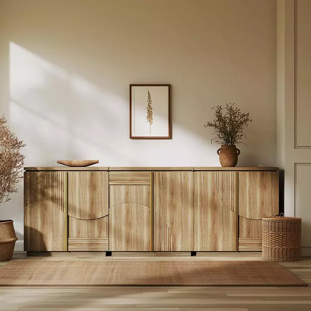 BELLEZE Set of 3 31" Kassi Sideboard Buffet Cabinet - Camel