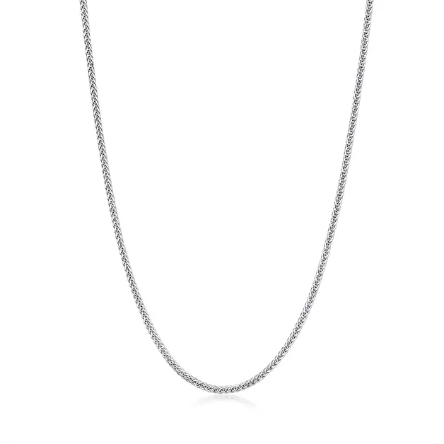 CHOW SANG SANG 18K White Solid Gold Machinery Chain Franco Chain Necklace for Women 94220N | 18.5 Inches, (47 CM)