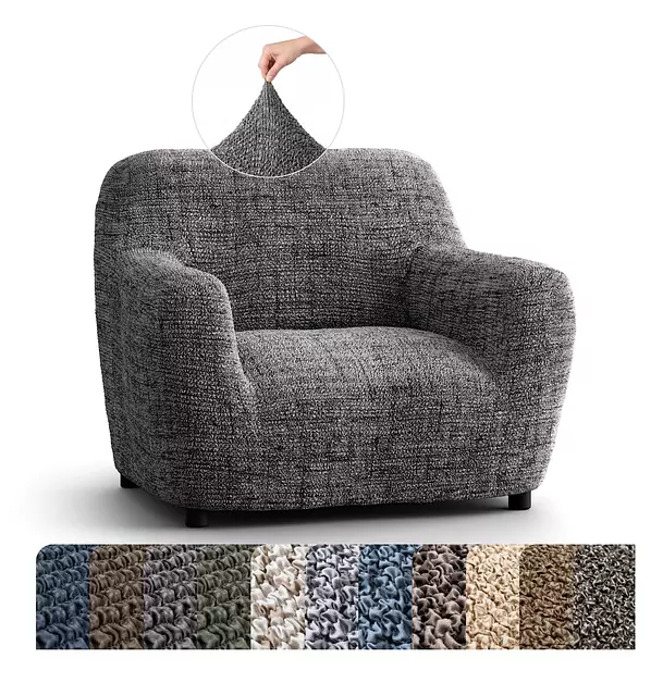 PAULATO BY GA.I.CO. Chair Cover - Stretch Armchair Slipcover - Armchair Cover for Pets and Kids - Soft Chair Slipcovers - Easy to Clean Furniture Protector - Microfibra Print - Vittoria Grey