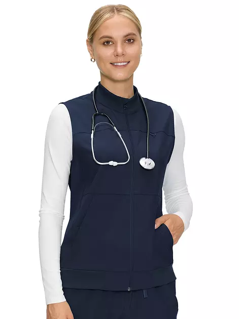 COZYFIT Scrubs Vest for Women, Nurse Vest for Healthcare, Navy Blue, 3XL