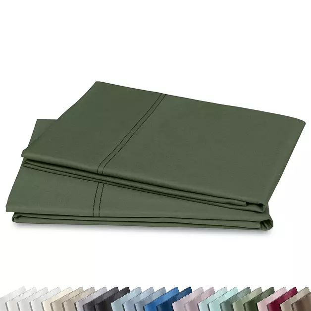 California Design Den 600 TC Set of 2 Pillow Cases King, Dark Olive Green