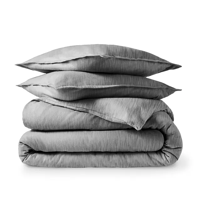 Bare Home Flannel Duvet Cover Set (Queen, Heather Light Grey)