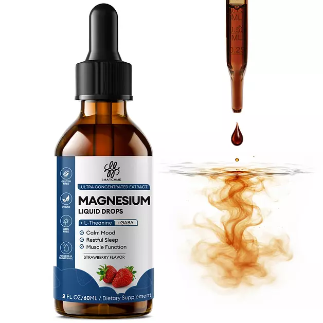 Liquid Magnesium Drops for Sleep Support & Nighttime Calm,Strawberry Flavor