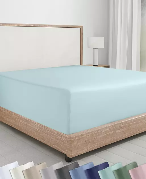 California Design Den Queen Deep Pocket Fitted Sheet Only, Soft 100% Combed Cotton , Durable All-Around Elastic, Head/Foot Side Indicators, Fitted Sheets for Queen Size Bed (Seafoam)