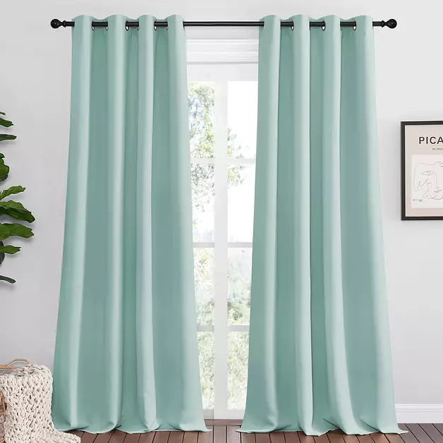 NICETOWN Blackout Curtains for Office, 2 Panels, 55 x 102-inch, Aqua Blue