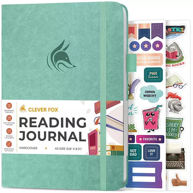 Clever Fox Reading Journal, Book Tracking Log, 5.8”x8.3” Mint Cream
