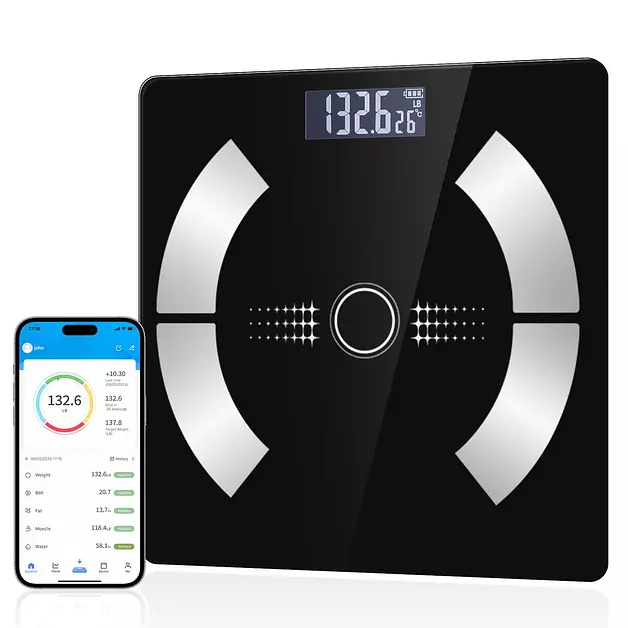 Smart Body Fat Scale - Accurate Digital Bathroom Scale with Bluetooth, 16 Essential Measurements Including Muscle Mass, Bone Mass, Body Water, BMI