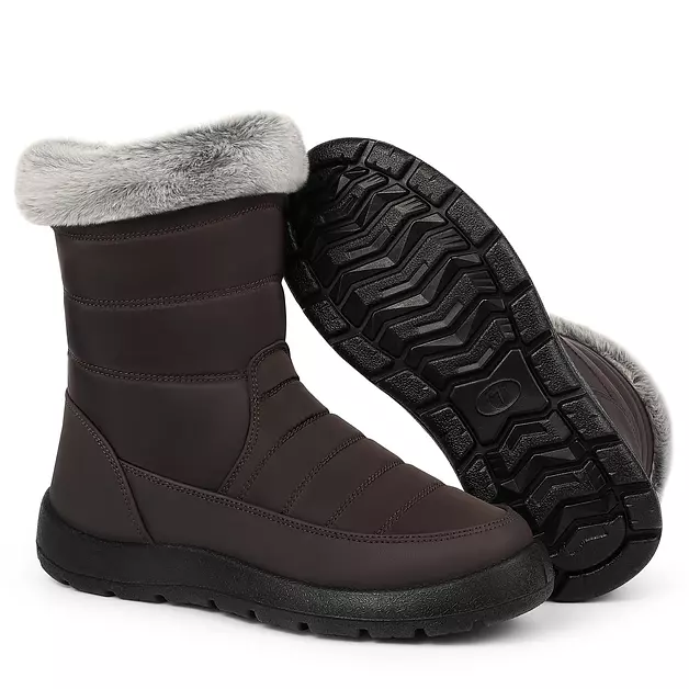Goldnut Waterproof Winter Snow Mid Calf Boots for Women Zipper Brown 7.5