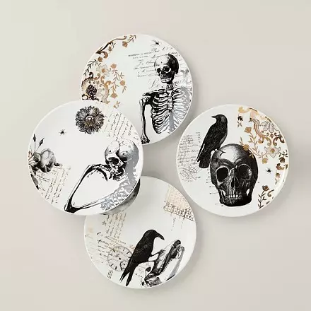 Lenox: Shop New Arrivals - $49.95 for Vintage Gold Halloween Dessert Plates, Set of 4