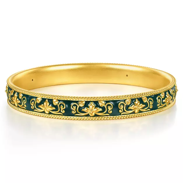 CHOW SANG SANG 999 Gold Cultural Blessings Cultural Opulence Bangle for Women (08 Wrist size 15-16cm) 95631K
