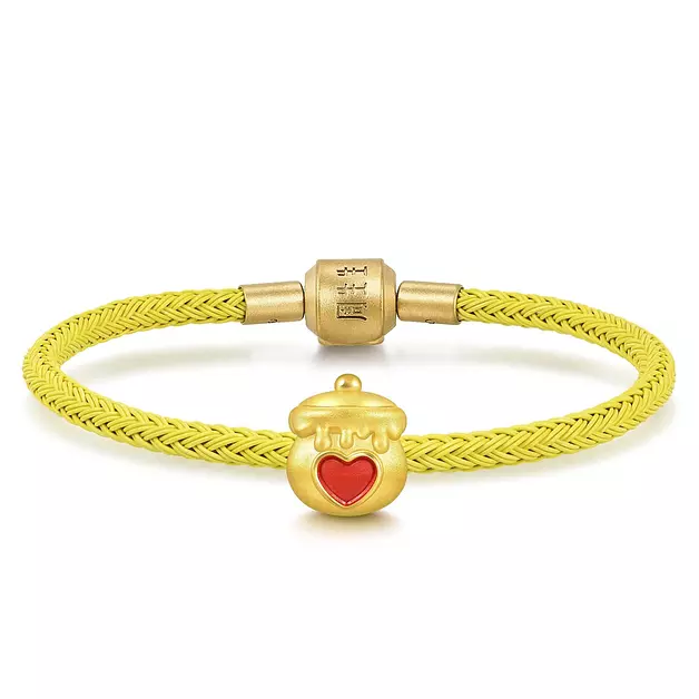 CHOW SANG SANG 999 24K Gold Charme Mini Charm Honey Jar Charm Bracelet for Women 93149C (Gold, 19 CM)