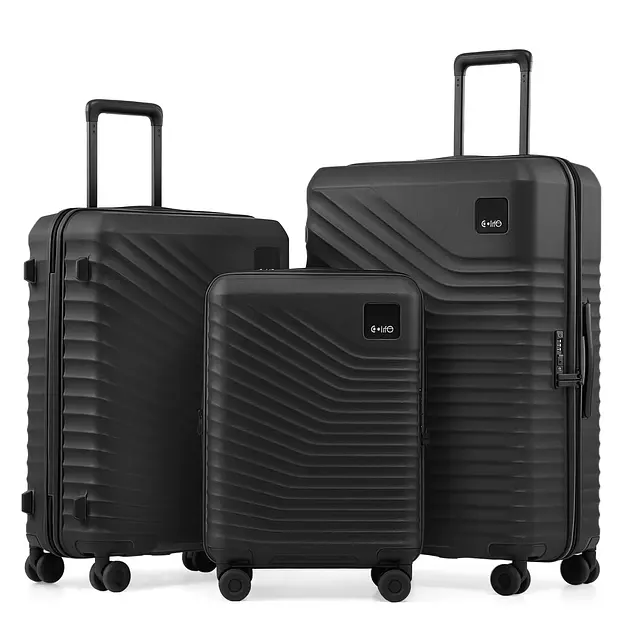 Coolife Luggage 3 Piece Set, Lightweight PC Hardside Suitcases, 20/24/28