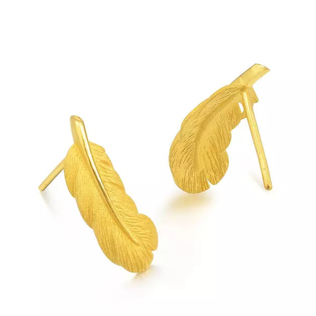 CHOW SANG SANG 999.9 24K Pure Gold Earrings Price-by-Weight 3.74g