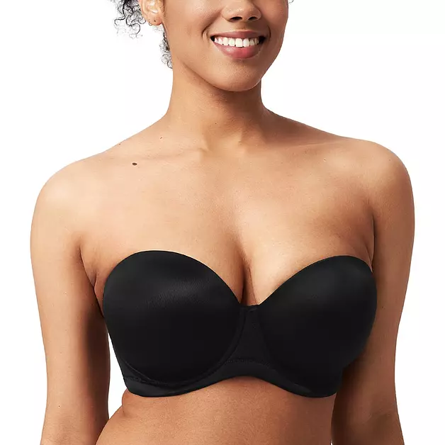 HSIA Strapless Bras for Women Large Breasts Non Slip Full Coverage Underwire Supportive Multiway Strapless Bra Plus Size Black