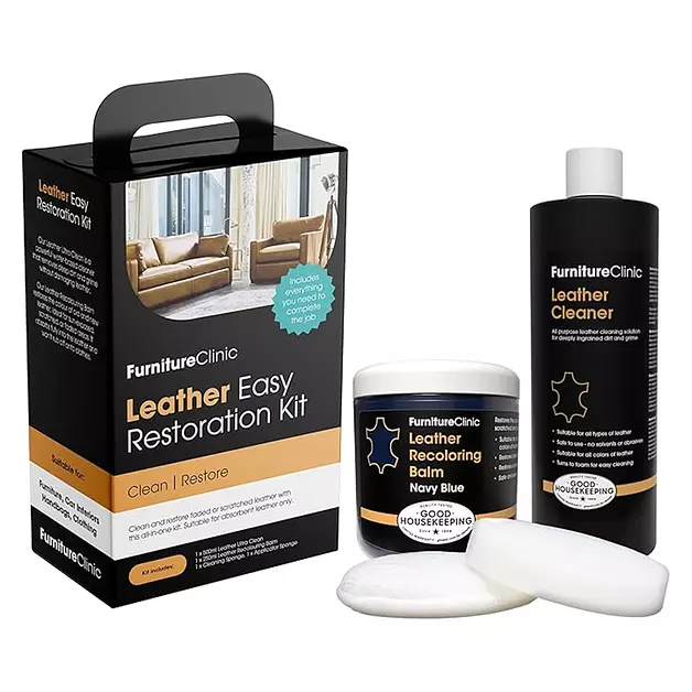 Furniture Clinic Leather Easy Restoration Kit, Navy Blue, 4 Piece