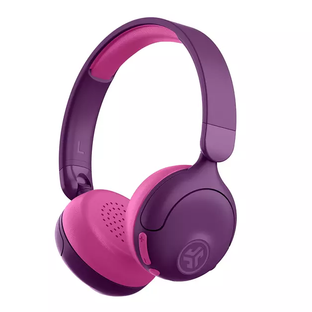 JLab, JBuddies ANC, 2 in 1 Kids Headphones, Active Noise Cancelling Wireless + Wired Over Ear, Purple/Pink