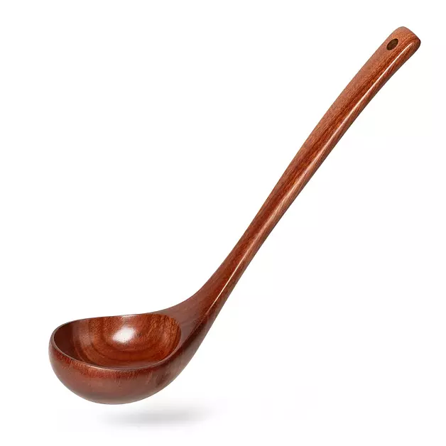 Hefild Wooden Soup Ladle for Cooking, 10.8 Inch, 1.6 oz, Red Wood