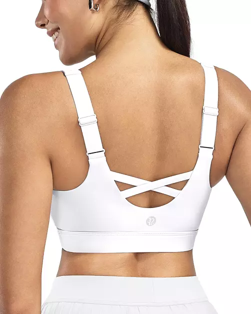 RUNNING GIRL Sports Bras for Women High Support, Adjustable Straps High Impact Sports Bras with Sewn in Pads Workout Bra(3167 White XL)