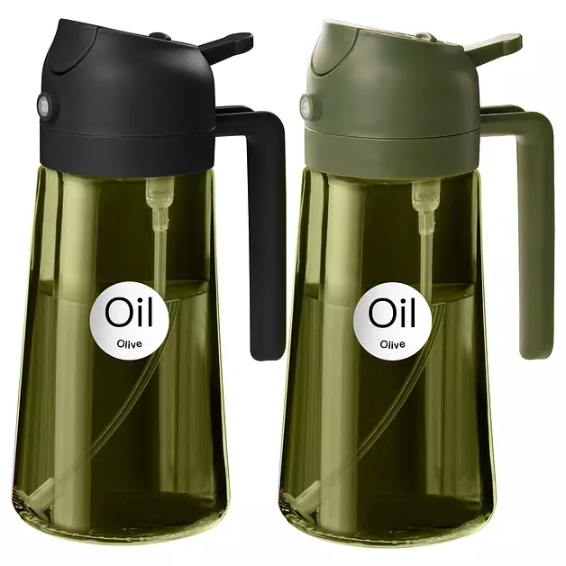 YARRAMATE 16 oz 2-in-1 Dark Glass Oil Sprayer & Dispenser, BlackOliveGreen