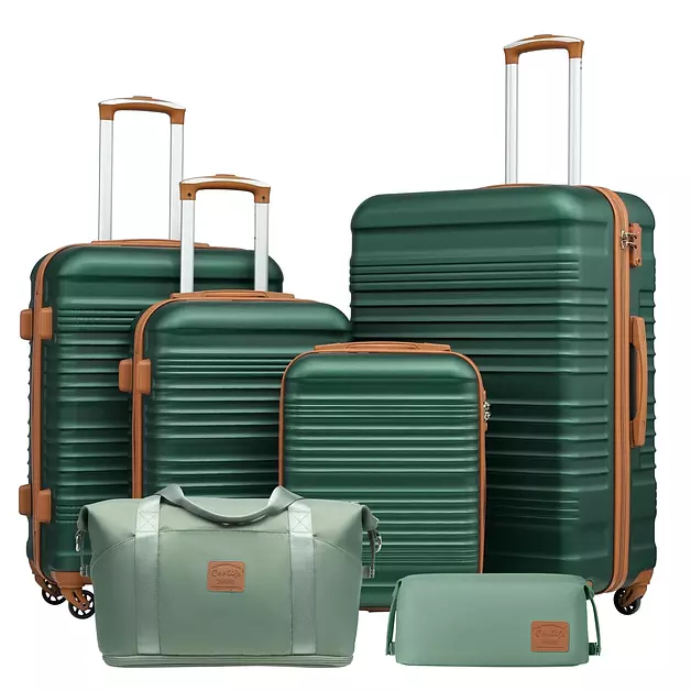 Coolife Luggage 6 Piece Set, Hardside Suitcases with Spinners, 16/20/24/28
