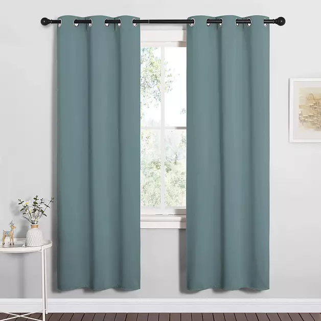 NICETOWN Modern Blackout Curtains Noise Reducing for Bedroom, Thermal Insulated and Privacy Room Darkening Drape Panels for Boy's Guest Room Door Window (Greyish Blue, 2 Panels, W34 x L72 -Inch)