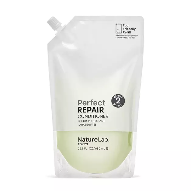 NatureLab.TOKYO Perfect Repair Conditioner - Lightweight Conditioner for Damaged, Color-Treated Hair - Penetrates Roots and Revitalizes & Restores Strands - Japanese Hair Care - Refill Pouch, 22.9oz