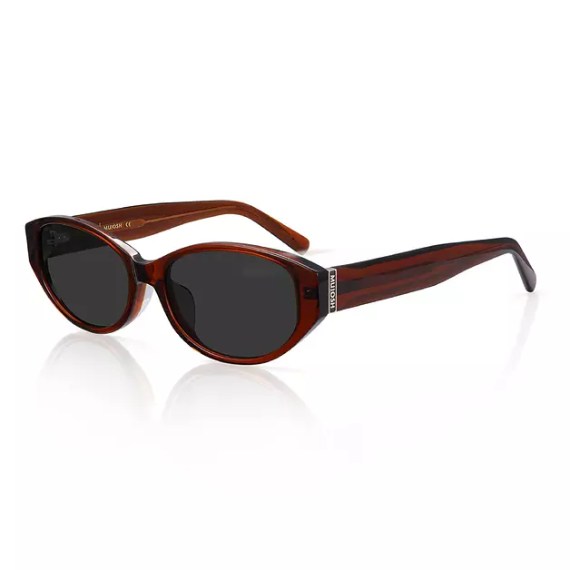 MUJOSH Vintage Narrow Cat-Eye Sunglasses for Women Men, Exclusive Eyewear Brand of EssilorLuxottica, Chestnut Brown/Pure Gray 1508