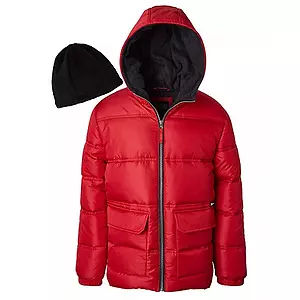 Ixtreme Little Boys Big Pocket Puffer Jacket with Fleece Hat