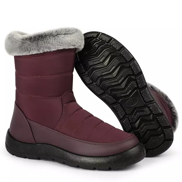 Goldnut Waterproof Winter Snow Mid Calf Boots for Women Zipper Burgundy 8